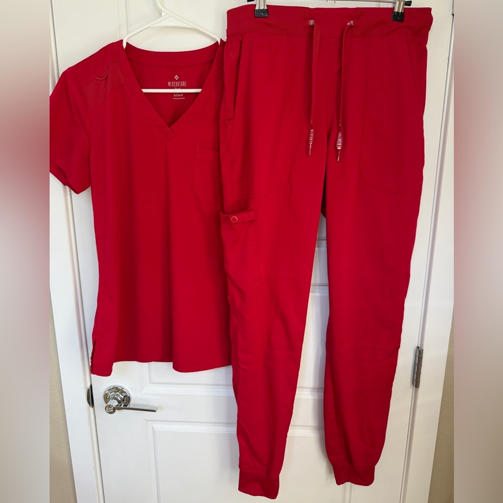 Small/Tall MedCouture Jogger Scrub Set- Red